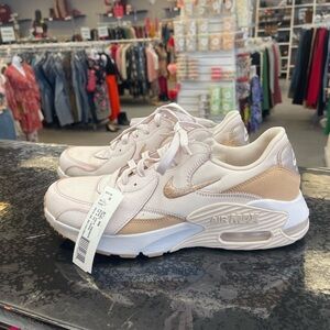 Nike Women's Sneakers - Light Pink and Gold